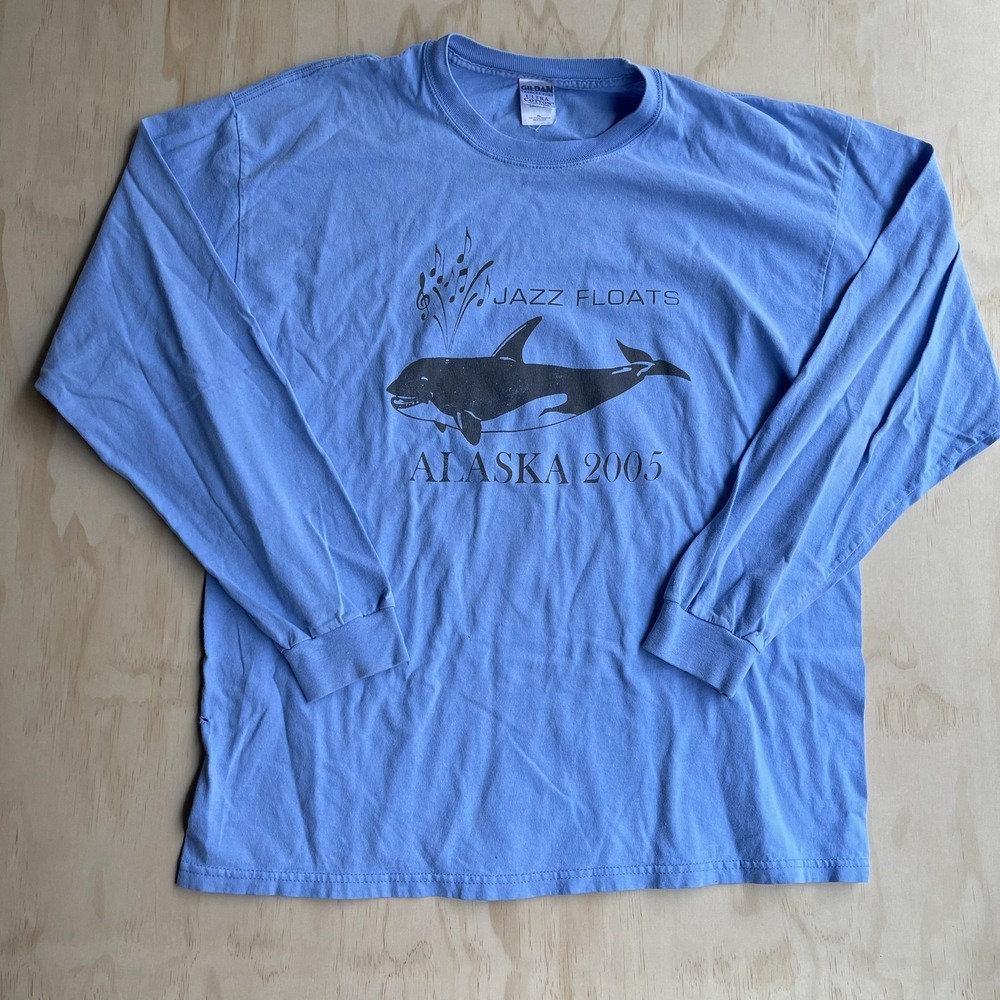Vintage Jazz Floats Alaska Cruise‎ 2005 Mens XL Blue Long Sleeve T-Shirt Gildan